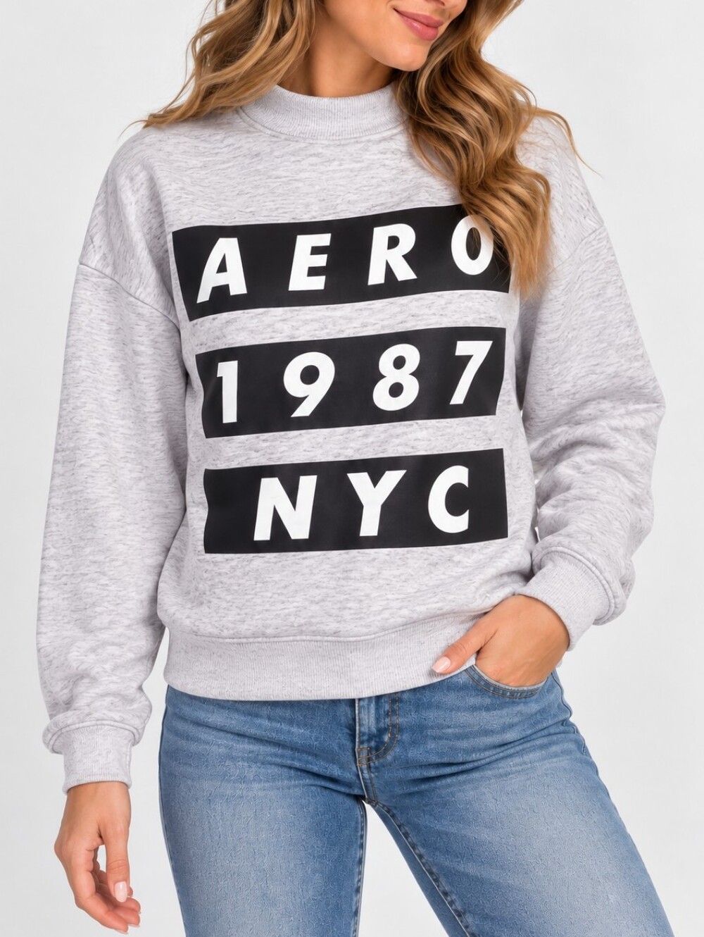 AEROPOSTALE | Women’s Heather Gray Logo Graphic Pullover Sweatshirt Size XS